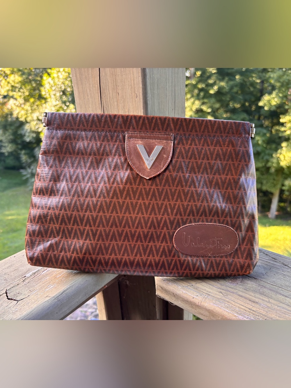 M. Valentino brown Monogram Toiletry frame pouch Bag